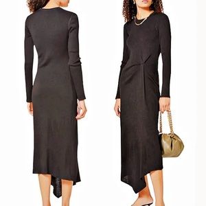 Theory Rib Tuck Knit Virgin Wool Blend Asymmetric Sweater Dress- Size M